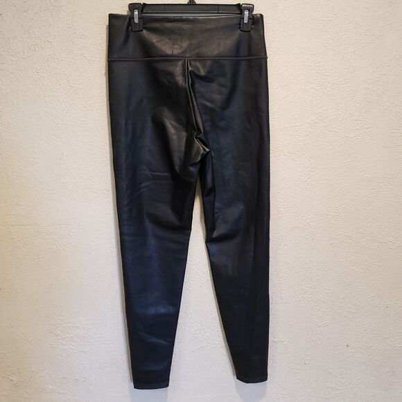 Athleta All Over Gleam Tight Womens Medium Black Vegan Leather Commute - Picture 6 of 6